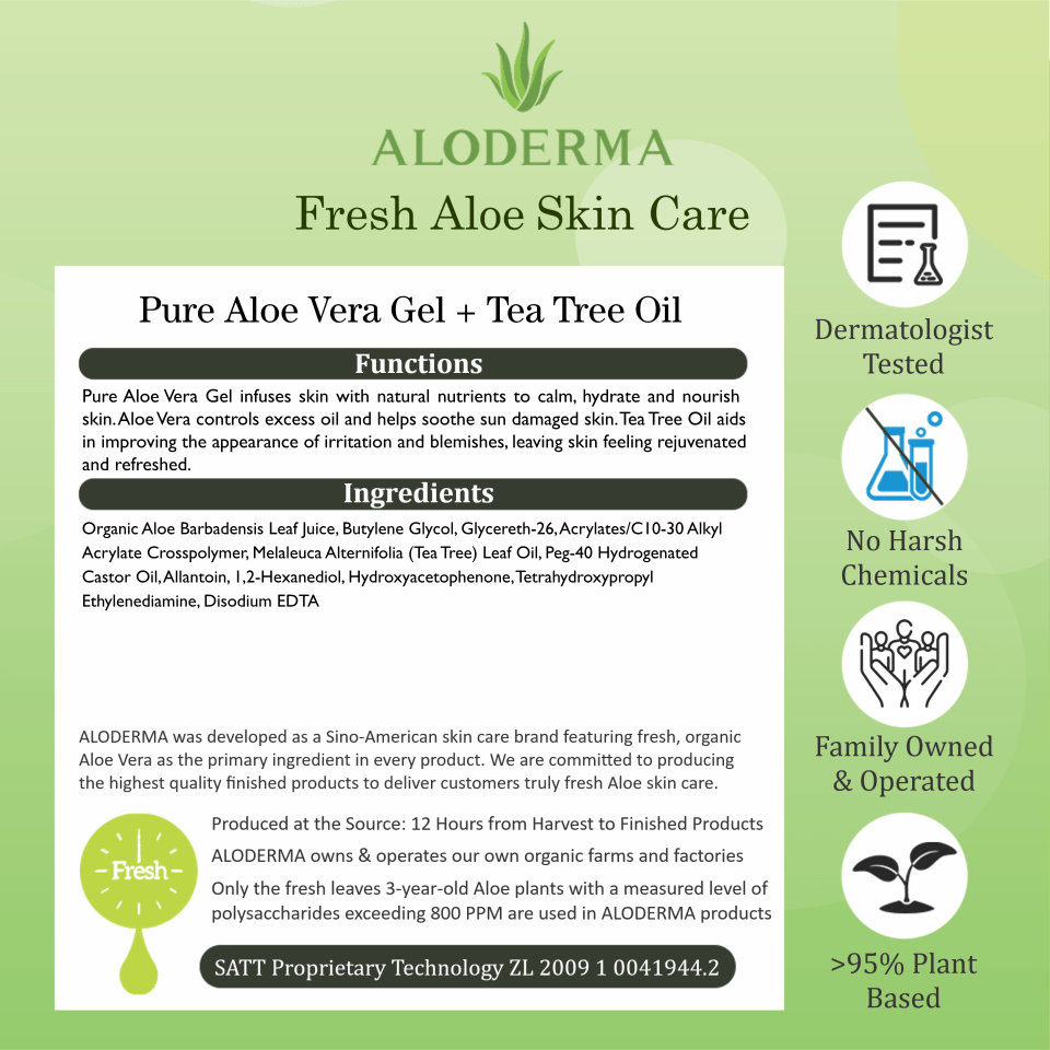 ALODERMA Pure Aloe Vera Gel + Tea Tree Oil - AloeCure