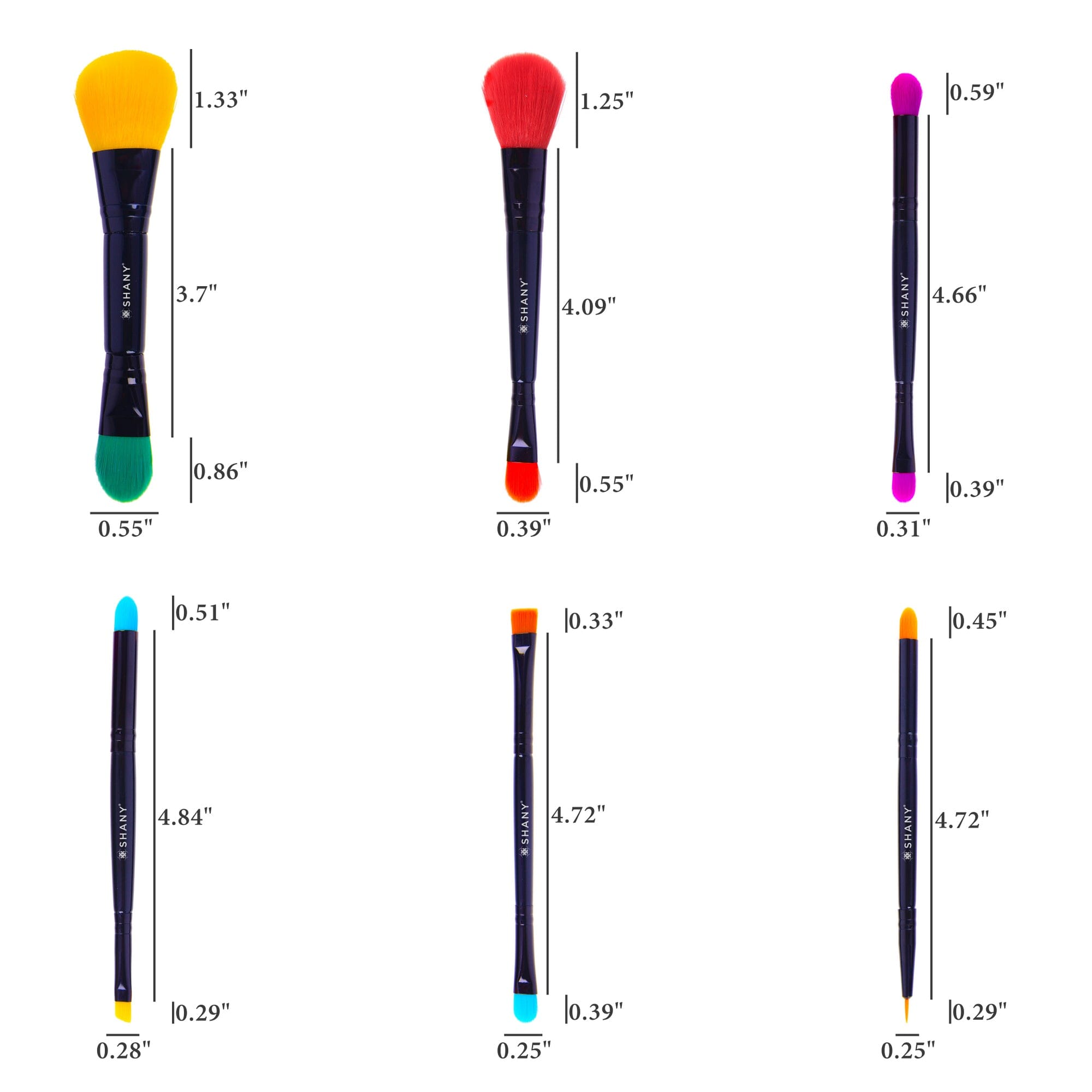LUNA - 6 PC Double Sided Travel  Makeup Brush Set with Pouch-3