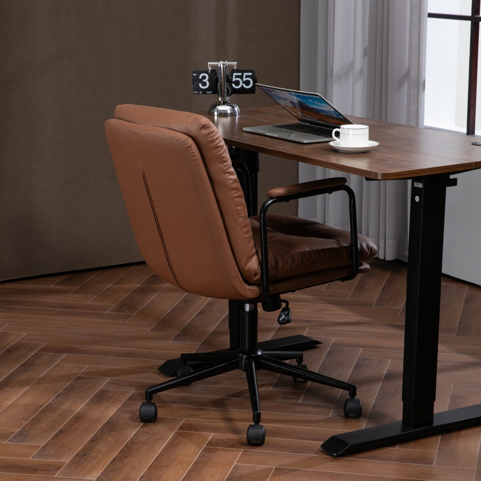 Mid Back PU Leather Home Office Chair-15