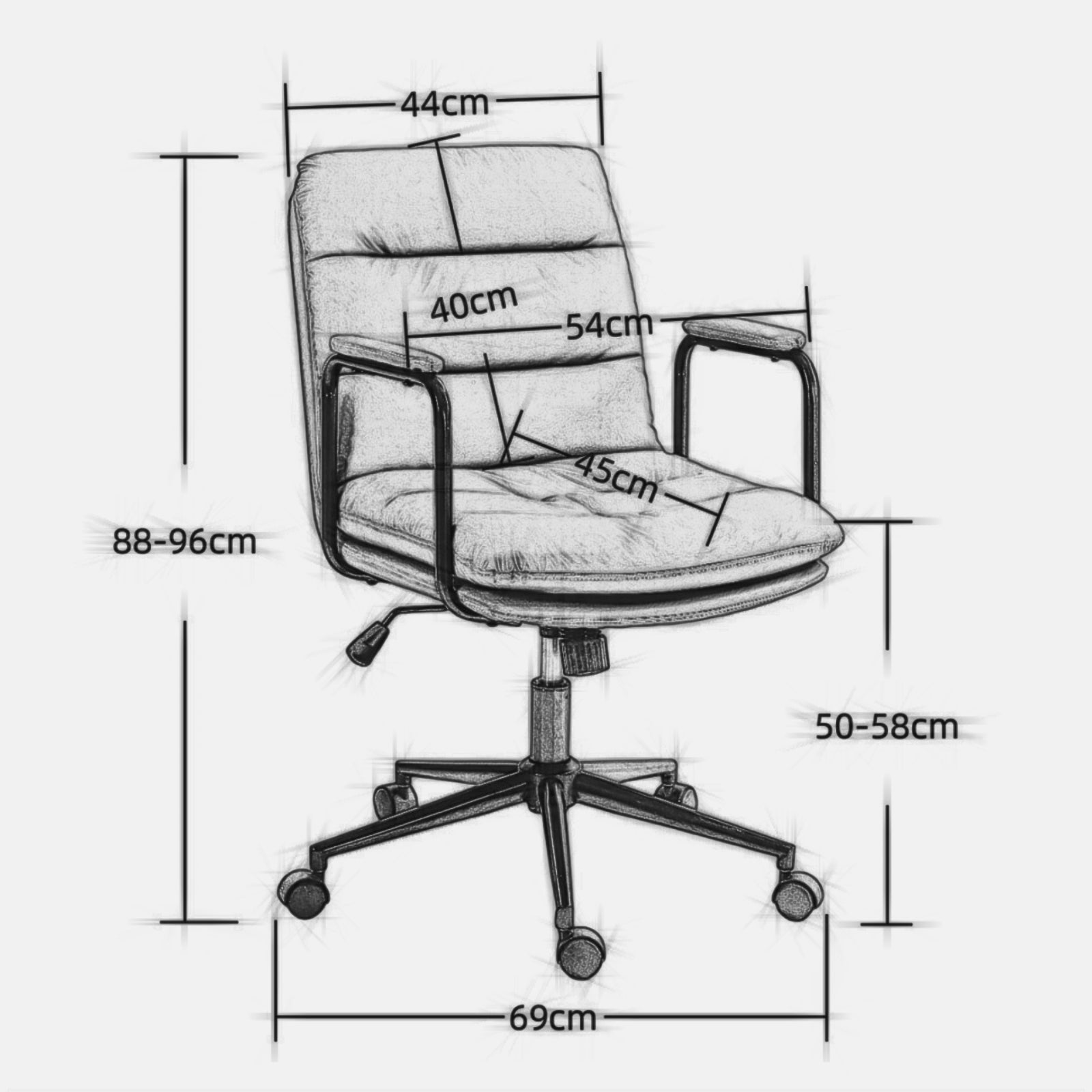Mid Back PU Leather Home Office Chair-6