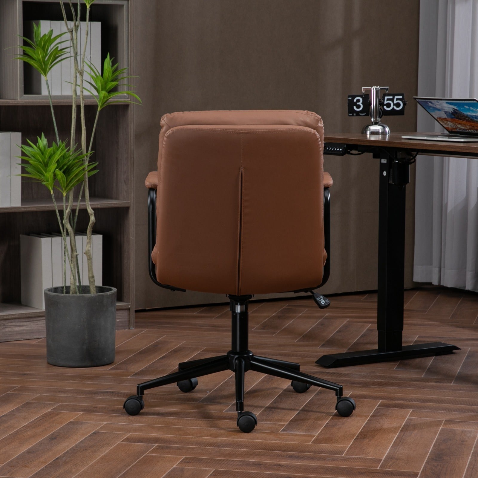 Mid Back PU Leather Home Office Chair-14