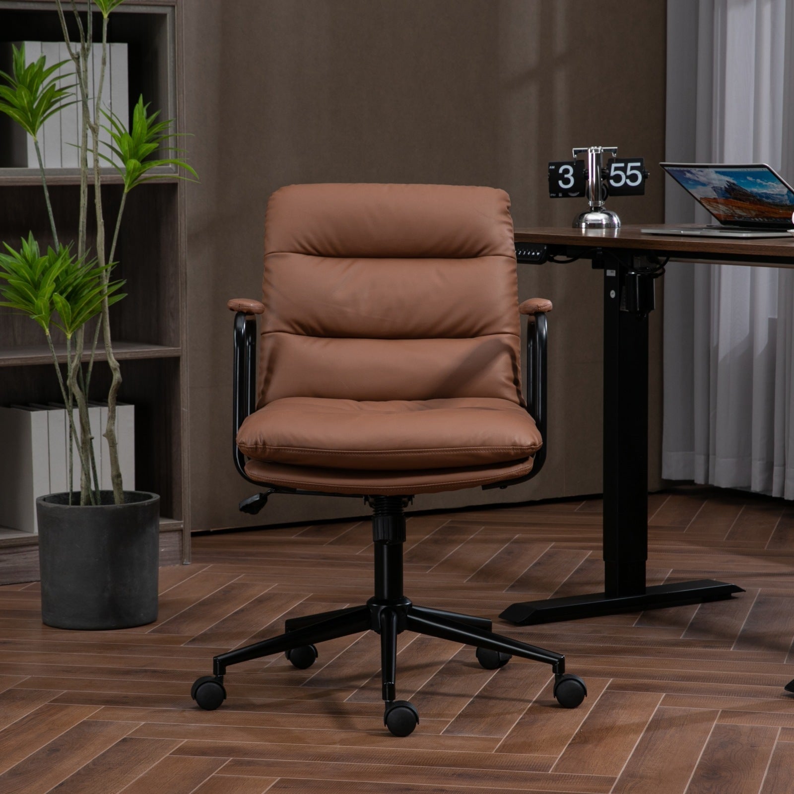 Mid Back PU Leather Home Office Chair-11