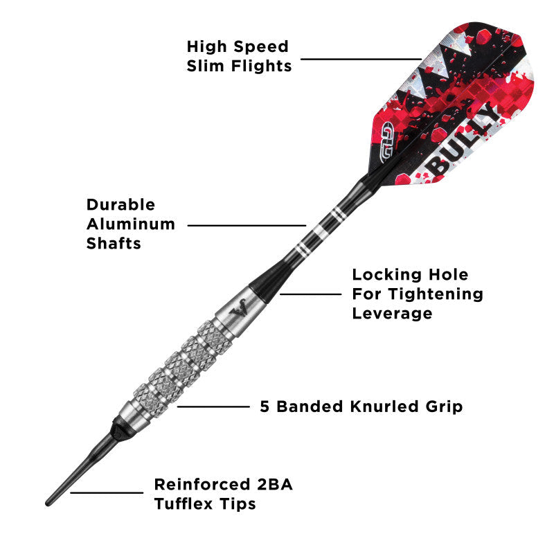 Viper Bully Darts 80% Tungsten Soft Tip Dart Set 5 Knurled Rings 18 Grams-1