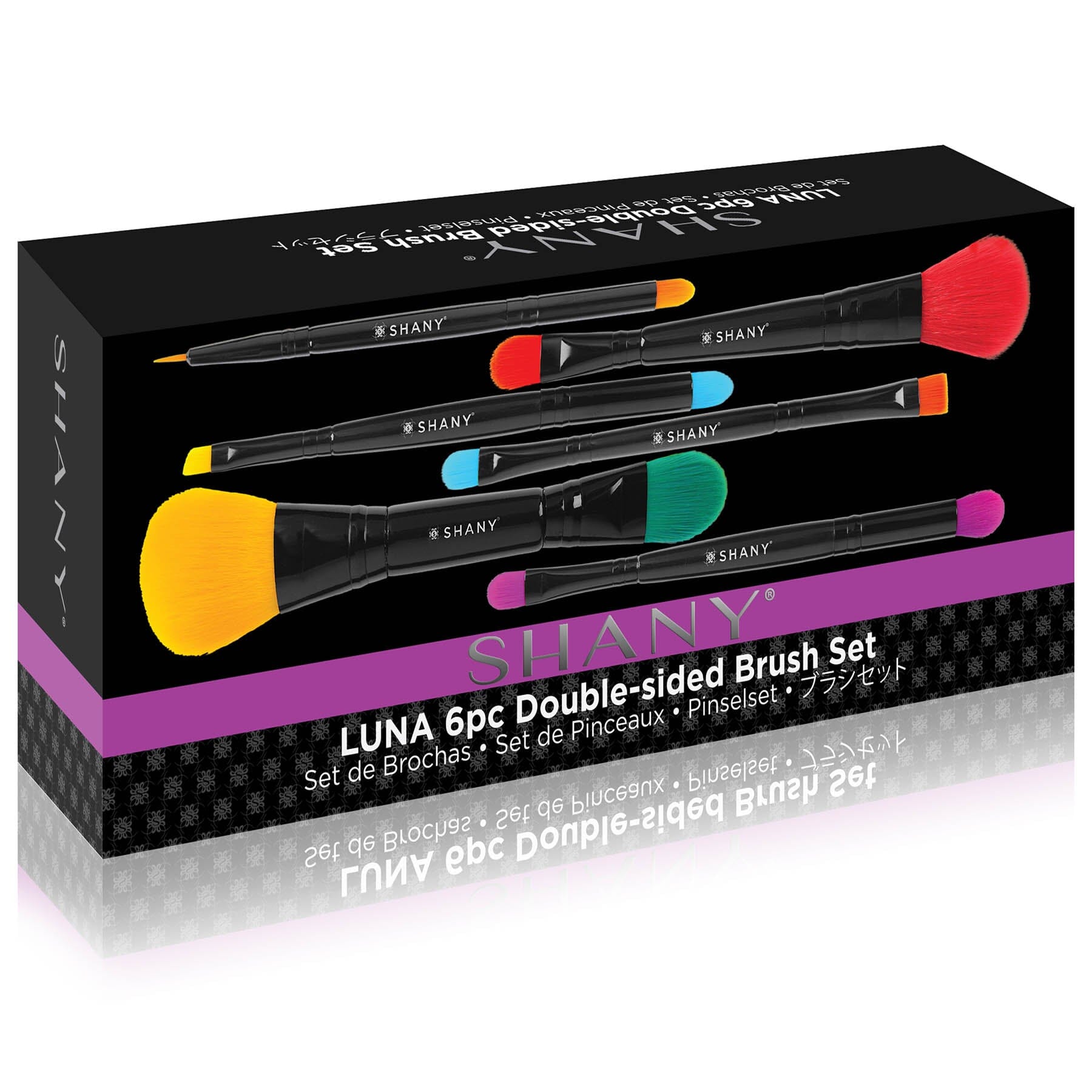 LUNA - 6 PC Double Sided Travel  Makeup Brush Set with Pouch-1