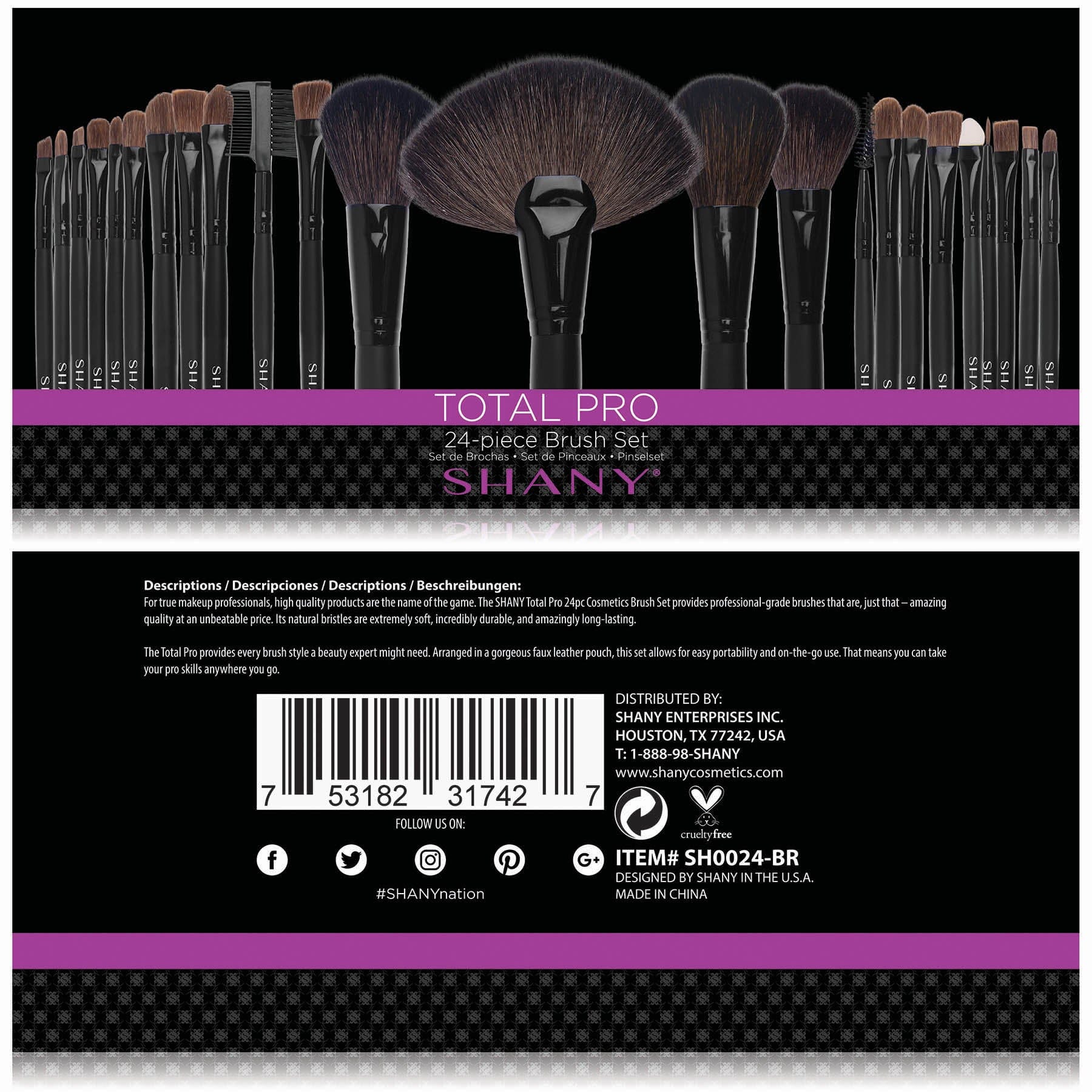 Studio Quality Total Pro Cosmetic Brush Set with Leather Pouch, 24 Count-2