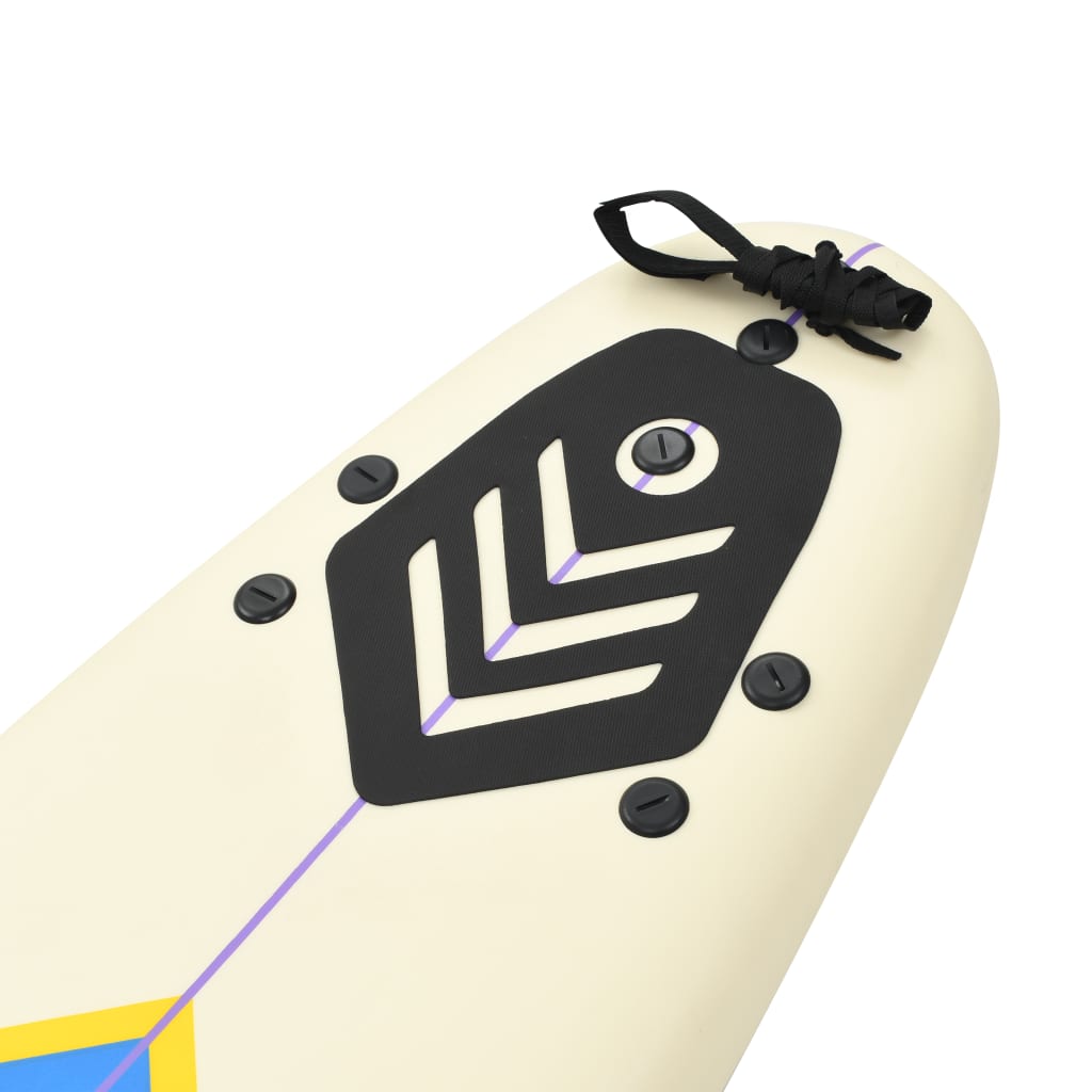 vidaXL Surfboard 66.9" Blue and Cream-4