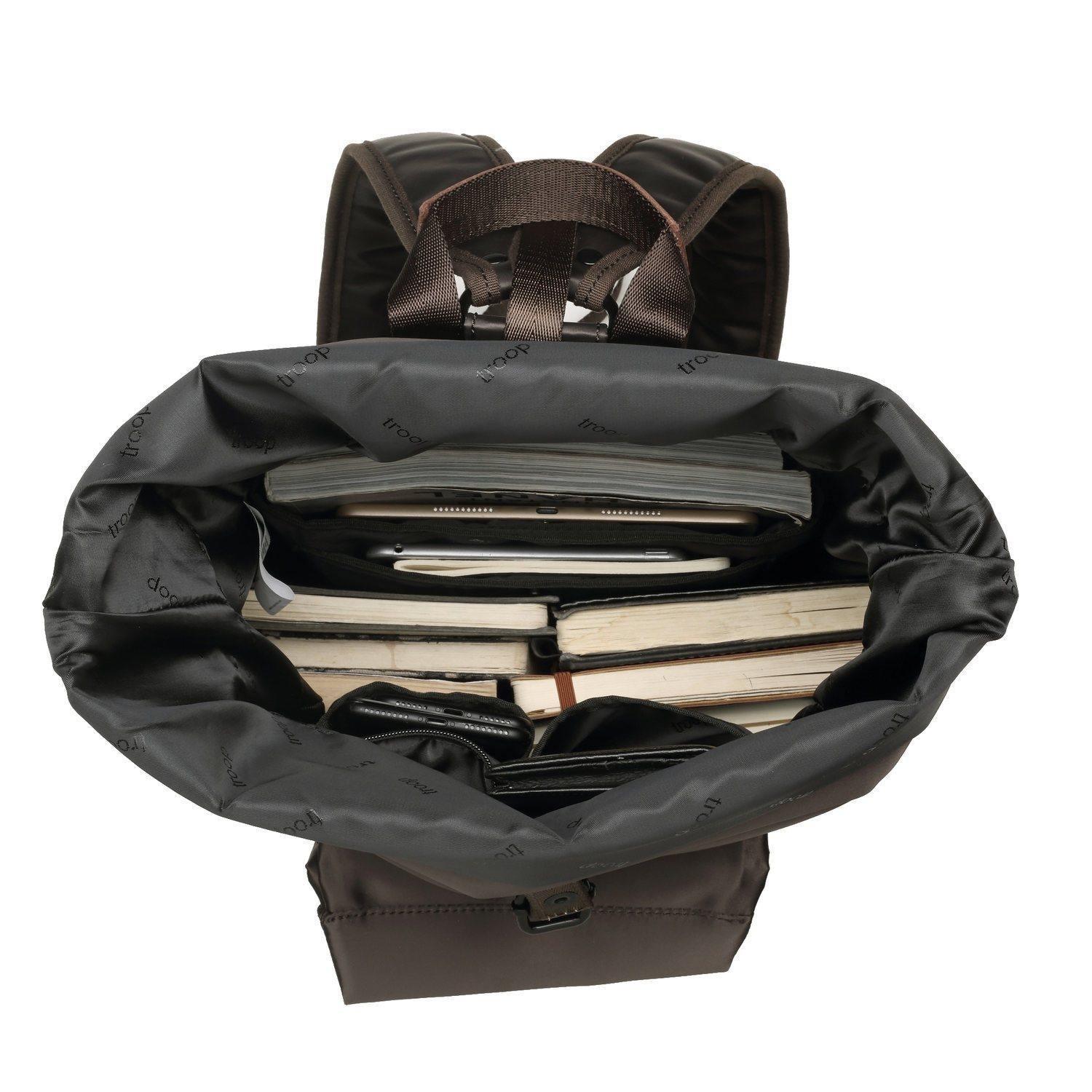 TRP0523 Troop London Heritage Nylon Roll Top Backpack, Laptop Backpack-5